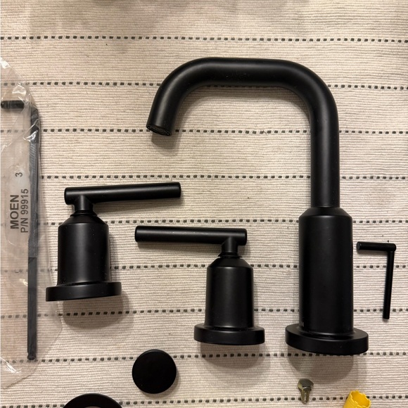 Moen Gibson Matte Black Widespread Bathroom Faucet - Modern 3-Piece Set - Picture 5 of 8